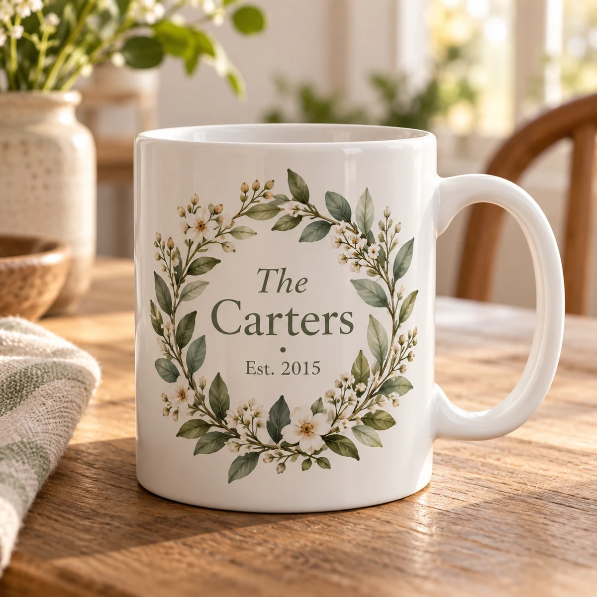 Family Botanical Personalized Ceramic Mug — product photograph