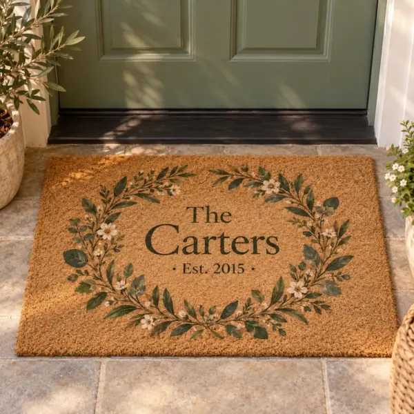 Family Botanical Personalized Family Doormat — product photograph