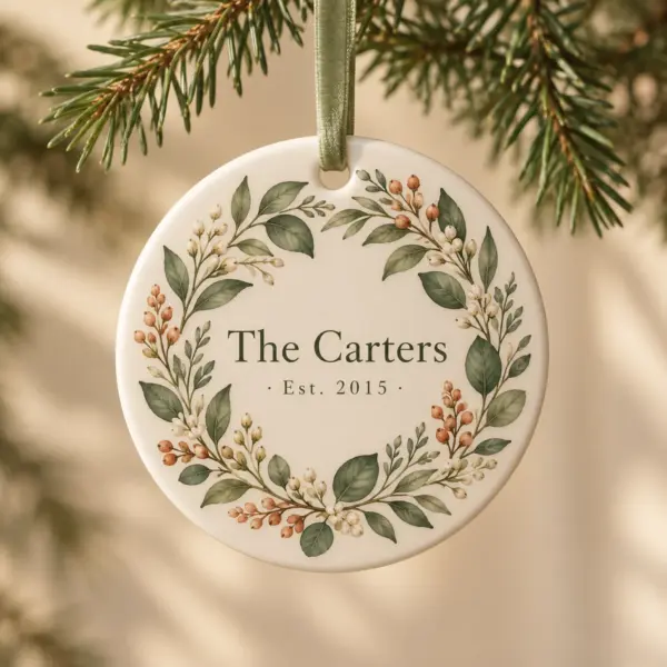 Family Botanical Personalized Keepsake Ornament — product photograph