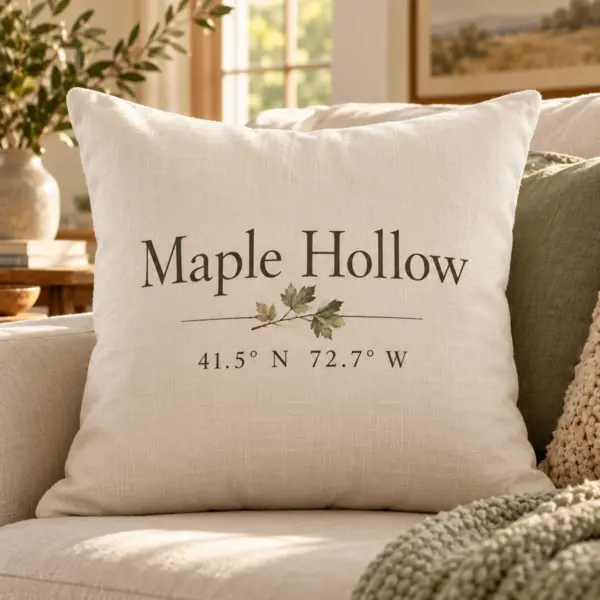 Cozy Coordinates Personalized Throw Pillow — product photograph