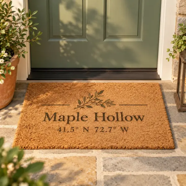 Cozy Coordinates Personalized Family Doormat — product photograph