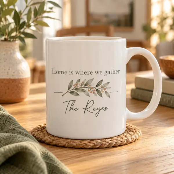 Home Is Here Personalized Ceramic Mug — product photograph