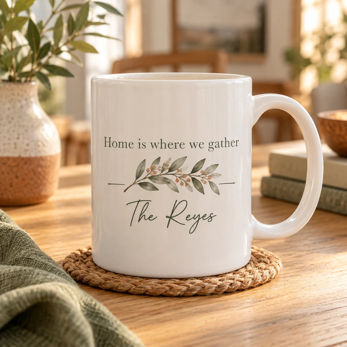 Home Is Here Personalized Ceramic Mug — product photograph