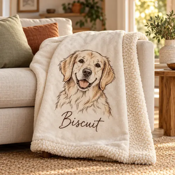 Pet Portrait Personalized Sherpa Blanket — product photograph