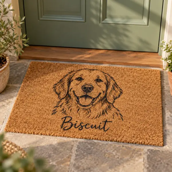 Pet Portrait Personalized Family Doormat — product photograph