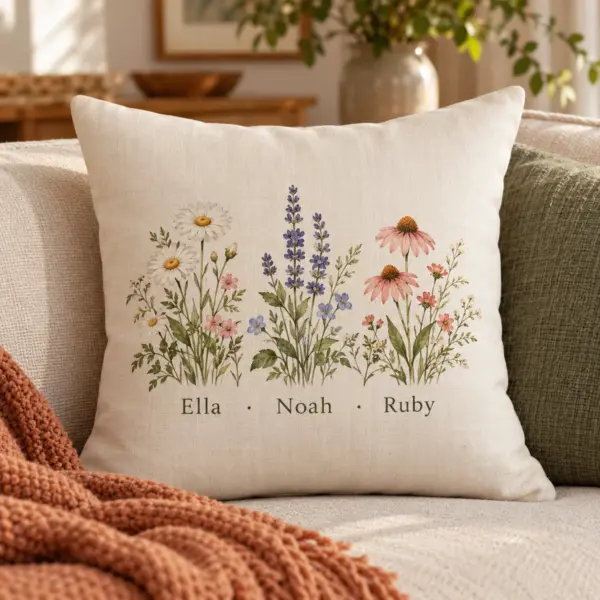 Grandkids Garden Personalized Throw Pillow — product photograph