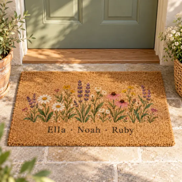 Grandkids Garden Personalized Family Doormat — product photograph